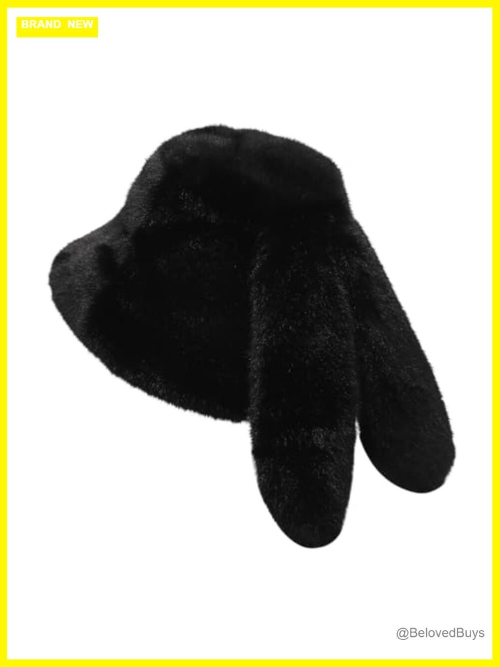 Fluffy Faux Fur Bunny Ear Bucket Hat Punk Grunge Winter Cap